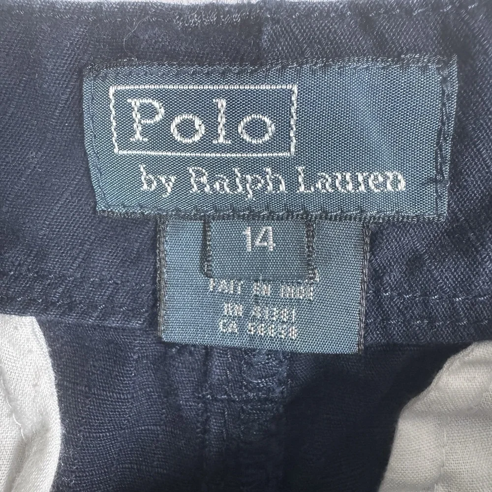 Polo Ralph Lauren Cargo Shorts Boys 14 Navy Blue Pockets Casual‎ Cotton